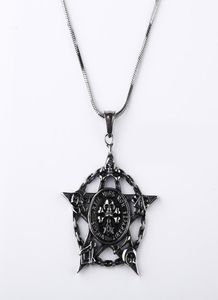 2018 Punk Titanium Wiselants Cool Pentagram Skull Wisiant Naszyjnik dla mężczyzn Gothic Style Heksagram Naszyjnik