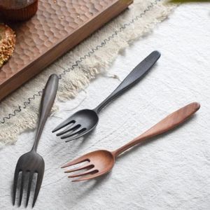 Forks Wooden Fork Spoon Set Dim Sum Fruit Western Pasta Long Handle Knife Creative Japanese Household Environmental Protection