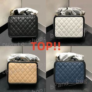 10A Retro Mirror Quality Designers Small Wanity Case Bag Bag Camera Bag Leather Caviar Handbag Clutch Black Equilted Prester Crossbody FedEx Sending