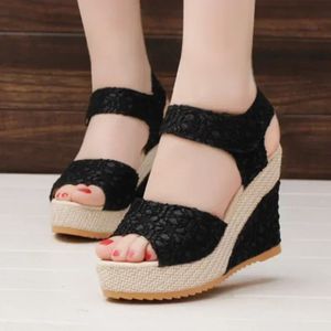 2024 Summer Fashion Womens Wedges Sandaler Mesh Peep Toe Platform High Heel Women Sexig Party Dress Shoes Female 240425