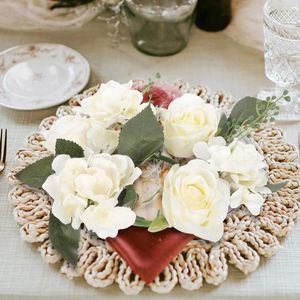 Decorative Flowers Artificial Rose Flower Stands Floral Wreaths Pillar Holder For Christmas Wedding Party Table Decoration