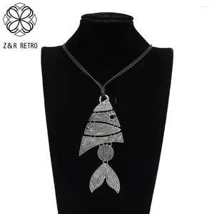 Pendant Necklaces 2024 Silver Color Fish Suspension Pendants Chokers Necklace Gothic Jewelry Unusual Things Christmas Gift Accessories For