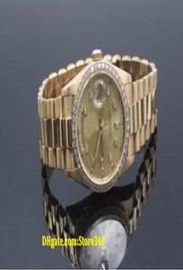 Julklapp Swiss Luxury Watches Top Brand Automatic 18038 President 18K Yellow Gold Diamond Dial Diamond Bezel1363818