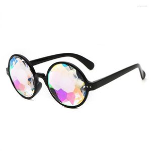 Occhiali da sole Gli occhiali rave intorno al caleidoscopio Donne Party Prism diffratto lenti EDM femmina 258R