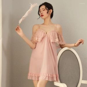 Women's Sleepwear Top Fashion Sexy Lace Backless Nightdress Spaghetti Strap Night Dress Perspective Sleeping Skirt Womens Nightgown Lingerie