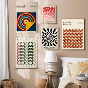 APERS MODERNOS BAUHAUS GEOMETRIC LOVAS POSTERS LIVRADA SALA DE VERDADE ARTE DE PRIMAGEM RETRO PRIMAÇÃO DO MEIO DO SUNTURO DO EMENÇÃO PINTURA DE ARTE DE PALAVERSA J240505