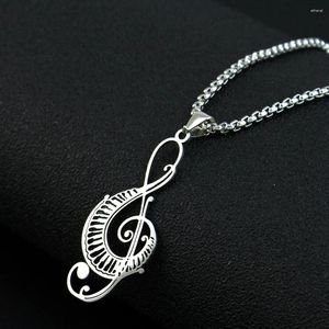 Pendant Necklaces Music Note Treble Clef Chain Necklace For Women Men Stainless Steel Silver Color Musical Symbol Pendants Jewelry Colar De