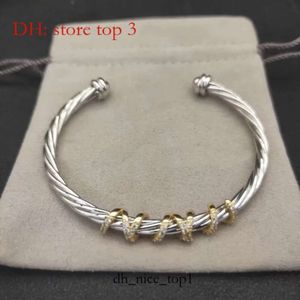 DY Cable Bracelet Designer Bangle Fashion Jewelry Woman and Men Gold Silver Pearl Head Cross Cuff Bracelet Dy Jewelry Designers Party Christmas Gift Top Quality 6289