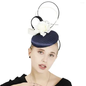 Kopfbedeckungen eleganter Frauen Marine Hut Braut Ladies Hochzeit Faszinatoren Stirnband mit ausgefallener Federparty Tee Anlass Haarzubehör