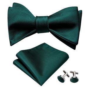 Bow Ties Self for Men Silk Butterfly Tie Green Designer Hanky ​​Cufflinks Suit Collar Avtagbar Barry Wanglh-1012 227E
