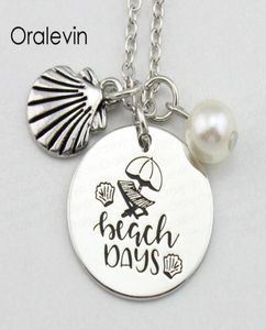 Пляжные дни вдохновляющие ручные штампованные гравированные подвесные ожерелье для женщин. Хороший подарки.