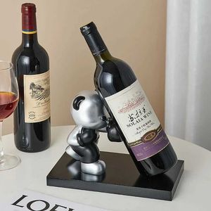 Dekorativa föremål Figurer Bronzers Highlighters Individuptic Home Decor Cool Boxer Bear Wine Bottle Holder Bar Counter Living Room TV Cabinet Ordament