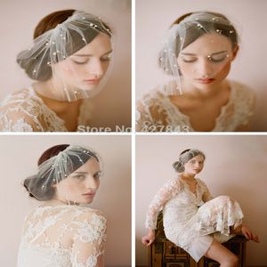 Vintage Short Blush Veil Bridal Wedding Short Veils With Pearl Comb Kort Blusher Veil Bride Hair Accessories 2021 Headpieces 267p