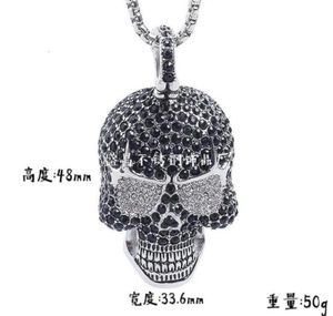 Hänge halsband halsband smycken hip hop personlighet punk super stor diamant skalle titanium stål nelace56527644132284