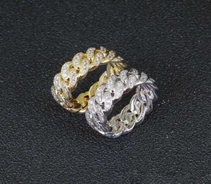 ECED Out Rings for Men Hip Hop Luxus Designer Herren 8mm Cuban Link Ring Kupfer Zirkon Gold Silber Engagement Hochzeit Diamant Jewel2805517
