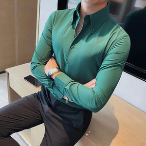 Camicie casual maschile plus size 5xl-m smoking autunno abito a maniche lunghe per uomo abbigliamento 2024 Business formale indossa camicette