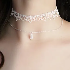 Girocollo lolita dolce pizzo bianco da donna Internet Celebrity anchor principessa in stile cosplay collo collana gioiello collana