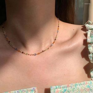 Choker Bohemia Healing Jewelry Aquamarine Necklace Natural Gravel Stone Chips Beaded Necklaces Men Women Trendy Accessories