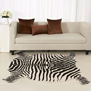 Enipate Zebra Cow Goat Drukowana dywanika Faux skóra skórzana skóra Niezdłuszczowa mata Antiskid Druk dla domu 110x75cm 50 90cm 229D