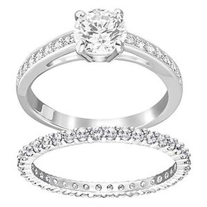 Pescoço sem pescoço para mulher Swarovskis Jóias de alta qualidade Promise de amor Anel para mulheres Swarovski Ring Crystal Ring for Women