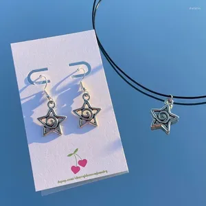 Brincos de colar Conjunto de estrelas do mar de estrela vintage PENTAGRAM CACENTE PENENTE CACELHO DE 2 Y2K SIMPLE