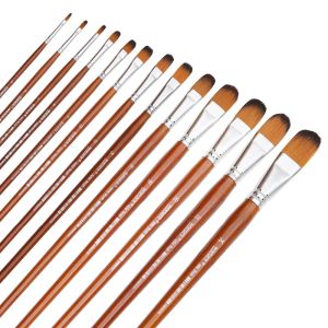 Brushes Dainayw 13pcs Filbert Brushes Professional Long Handle Paint Brushes Watercolor Painting Brush for Oil Acrylic Nylon Hair