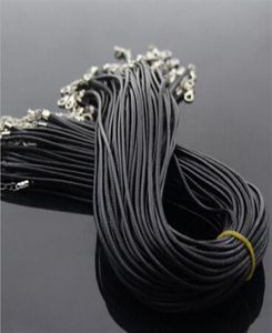 100 PCs 1618 Zoll schwarz verstellbarer Leder -Leder -Leder -Halskettenketten mit silbernen Hummerverschluss 26384620600