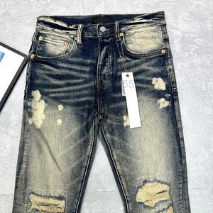 Męskie dżinsy 23ss Nowe męskie dżinsy fioletowe marka mody High Street Mass Men Designer dżinsy zgrane motocyklowy motocykl dżins Jean CHD2308292 Skywingsezlw