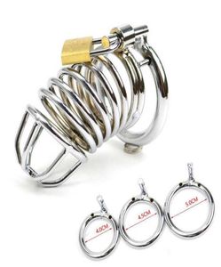 Male Cage Devices Stainless Steel Cock Cage Male Steel Belt Bird Metal Cage Cock Lock Restraint Ring Sex Toy For Men Y2011183013600