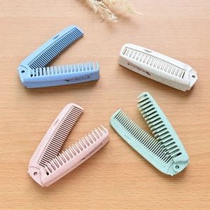 1 datorer Portable Folding Comb Hair Brush Anti-Static Combs Travel Hair Brush Wheat Straw Folding Hairdressing Styling Tool