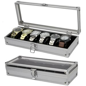 VANSIHO Kampanj Multipla rutnät Aluminium Watch Case Display Storage Box 6/10/12/24 Slots Wristwatch Organizer Presentlåda för män 240416