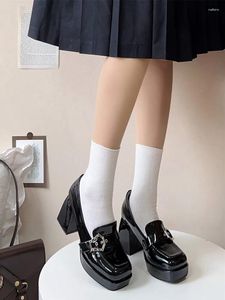 Vestido sapatos lolita estilo gótico japonês mary jane college jk uniforme punk menina doce garotas de salto alto tuo tea festa kawaii sapato