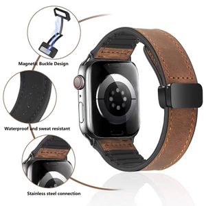 Cinturino in pelle in silicone a fibbia magnetica per mele watch band 49mm 44mm 45mm 42mm 41mm 40mm da 38 mm Accessori Bracciale per iwatch Ultra Series 9 8 7 SE 6 5 4 braccialetti