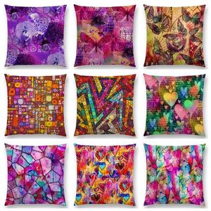 Kissen Butterfly Dream Love Blumen Seele Herz Tulpe Goldene Kreise florale Buntglas Buntes Sofa Wurf