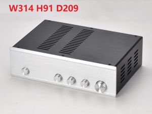 Förstärkare All Aluminium Case Power Amplifier Chassis Front DAC Case BZ3109 Silver Panel 314x91x209mm