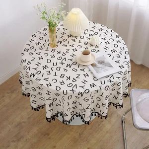 Table Cloth Diameter Cotton Linen Nordic Round Tablecloth Tassel Black White Thickened Cover Desk Decor Tea