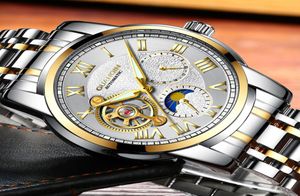 Relogio Masculino Guanqin Luxury Brand Watch Men Business Tourbillon Aço inoxidável relógios de pulso mecânico automático relógio1106187
