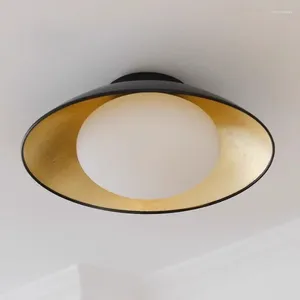 Taklampor Fransk stil i mitten av vetenskaplig ljus kreativ svart guld folie soppa rund dimmig vindstudie och sovrum ledde