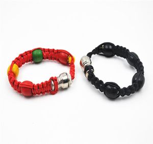 Portable Metal Bead Bracelet Smoking Pipe Jamaica Rasta Wristband Pipes 3 Colors Retail MenWomen Cool Gifts Knot Rope Smoking acc1098893