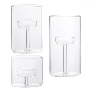 Candle Holders Tealight 3PCS Clear Stand Holder Glass Candlestick na przyjęcie weselne dekoracja domu