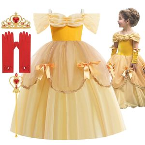 Belle Costume for Girl Carnival Party Princess Dress Children Deluxe Beauty Ball Gown Kids Anna Cosplay Elegant 240413