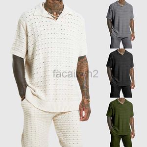 Herrspårar Streetwear Summer Men's Sports and Leisure Daily Loose Fiting Trend Short Sleeved Polo Neck Shorts Set Fashion Set