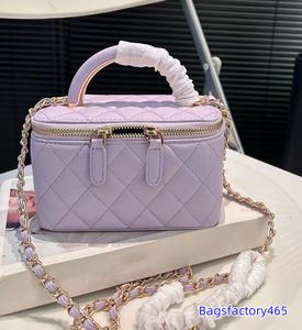 16CM Women Portable Designer Bag Makeup Bag Leather Diamond Lattice Luxury Handbag Trend Coin Purse With Mirror Gold Hardware Crossbody Shopping Clutch Wallet