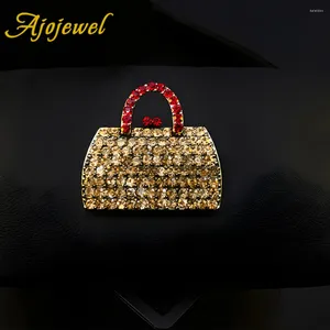 Broches Ajojewel Champagne Rhinestone Bag Broche Broche Vintage Jóias Roupas Pin Presente de Criatividade para Mulheres