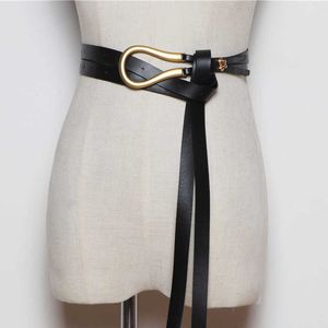 FASHION light gold weight alloy buckle knotted belt solid long waistbands women knot belts soft PU leather body belt coat 210630 196E