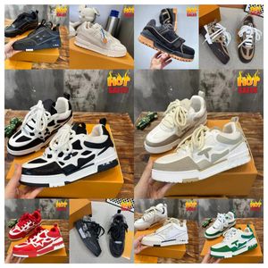 Designer di lusso skate sneaker allenatore di vitello beige bianco marina nera rosso verde grigio giallo marrone marrone allacciato-up serpente di pelle di serpente da donna scarpe casual scarpe casual