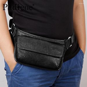 Torby w talii Padieoe Wysokiej jakości mężczyźni fanny plecak oryginalna skórzana torba za pieniądze telefon komórkowy męski pasek mody regulowany