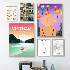 Ietnams Xialongwan Vintage Poster Canvas Cenas de viagem Turismo Pintura de arte Pictures de parede Decoração Home Viajante Presente Criatividade J240505