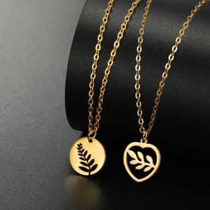 Pendant Necklaces Cazador Leaves Womens Pendant Necklace 2024 Stainless Steel Jewelry Gold Necklace Bohemian Birthday Gift Wholesale Q240430