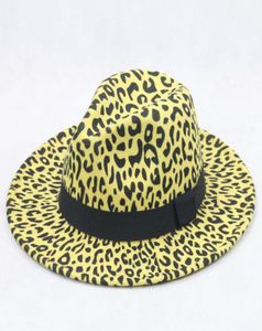Faux Wool Leopard Fedora Hats for Women Men Party Festival Fashion Felt Jazz Hat Wide Brim Panama Goth Top Vintage Wedding Hat3094780